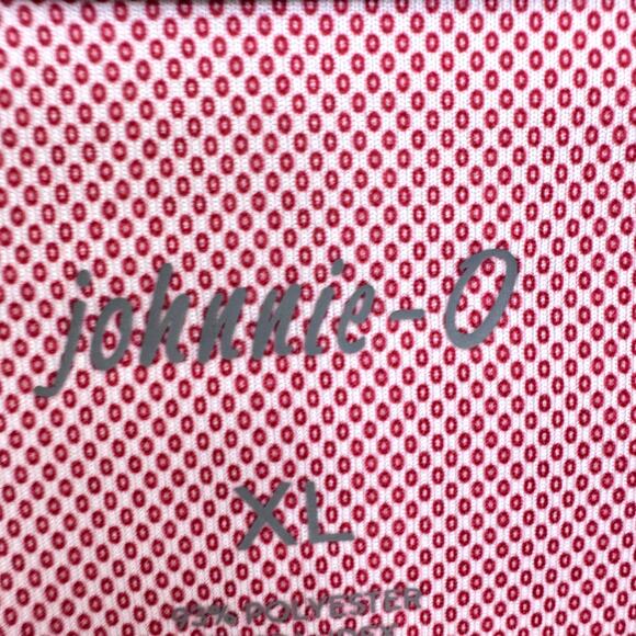 Johnnie O Mens Perforamce Polo Shirt Size XL Golf Summer Active Geo Print Pink - Picture 2 of 6